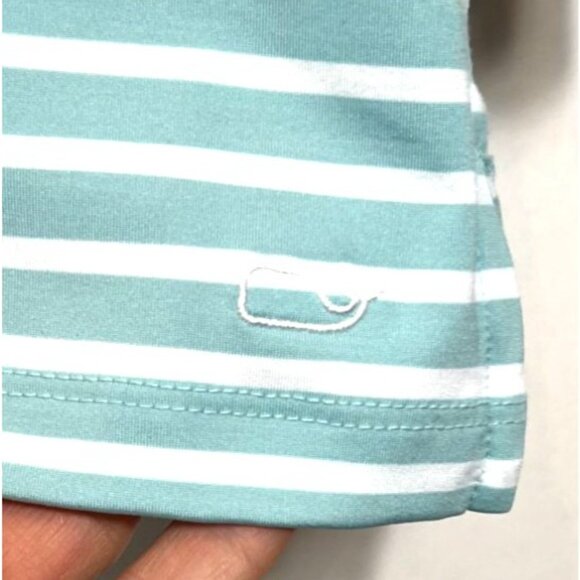 Vineyard Vines Mint & White Striped Sankaty Boat Neck Tee Medium Lightweight Top - Picture 7 of 7